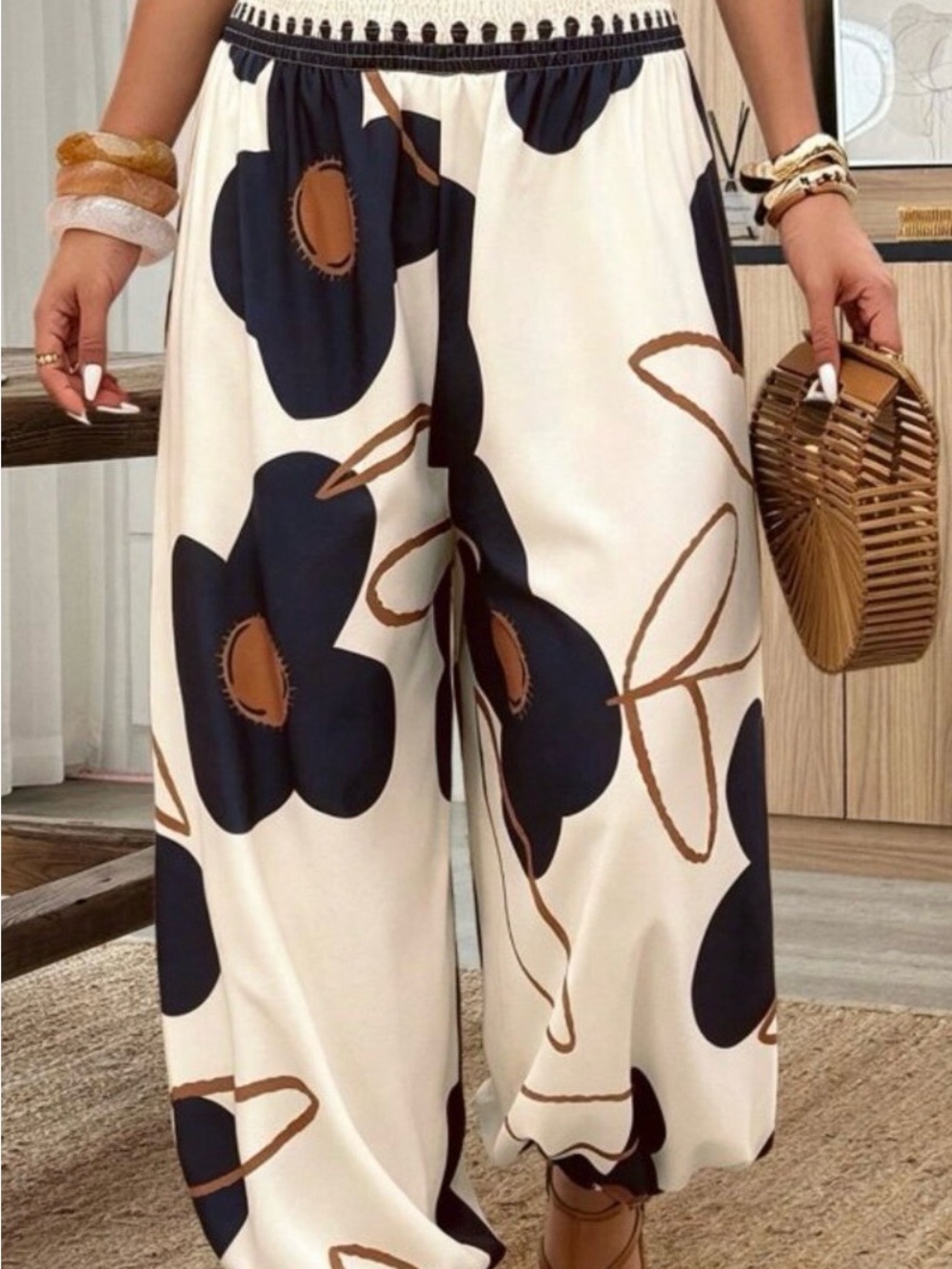 Multicolor Boho Women's Elastic Lantern Pants